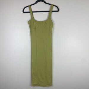 Capulet Women's Lola Bustier Midi Dress Size XS Lime Green Ribbed Cocktail